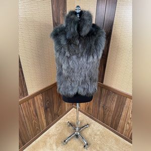 BEAUTIFUL ADRIENNE LANDAU DYED GREEN FOX FUR VEST JACKET COAT SIZE SMALL